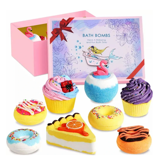 Ensembles cadeaux personnalisables en gros de bombes de bain en forme de cupcake et de beignet
