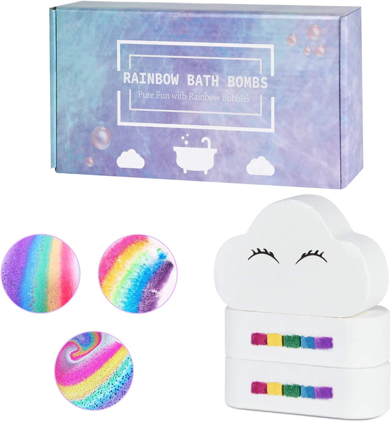 Bombes de bain personnalisées de couleur arc-en-ciel en gros pour enfants, filles et femmes